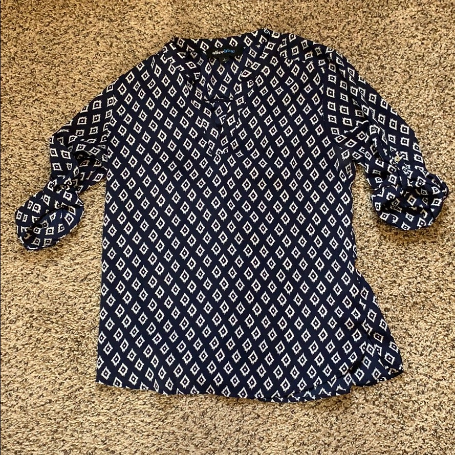 Blue Diamond Patterned Blouse